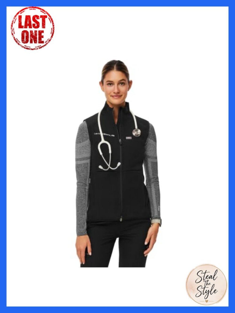 On-Shift Fleece Scrub Vest Women Slim Fit Zip Up 6 Pockets PrimaLoft